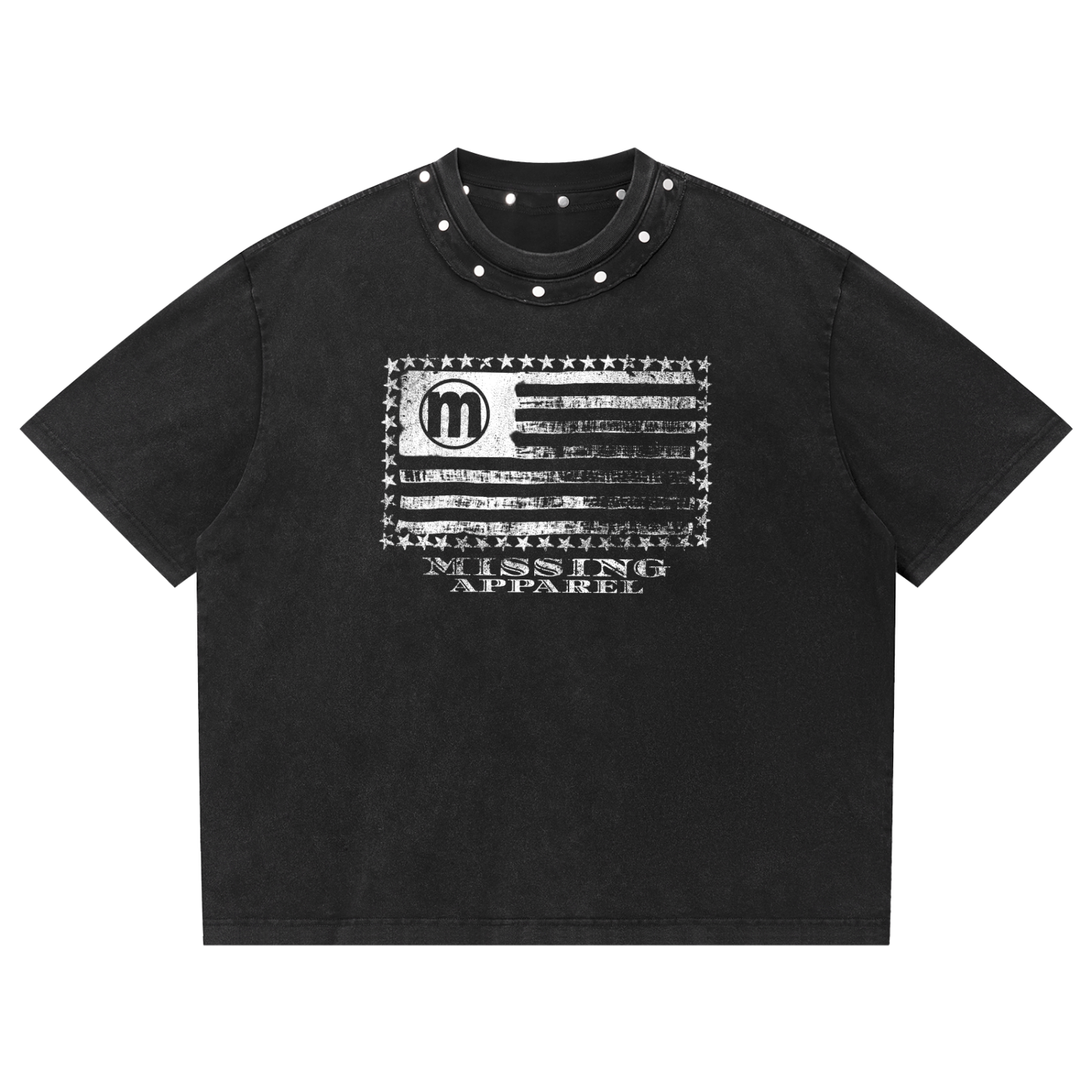 Unisex Washed Boxy Studded T-Shirt