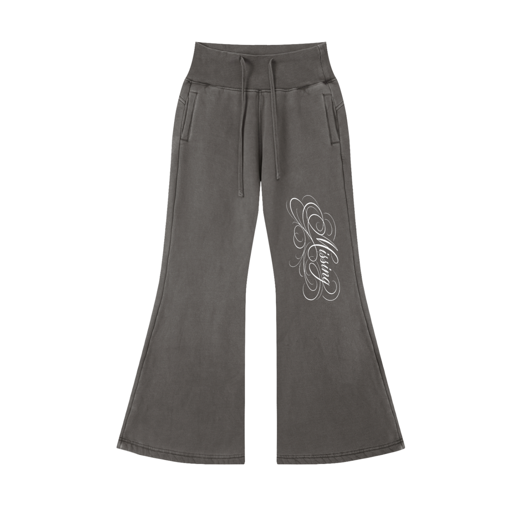 Vintage Washed "Elagent Msc"Flared Fleece Pants