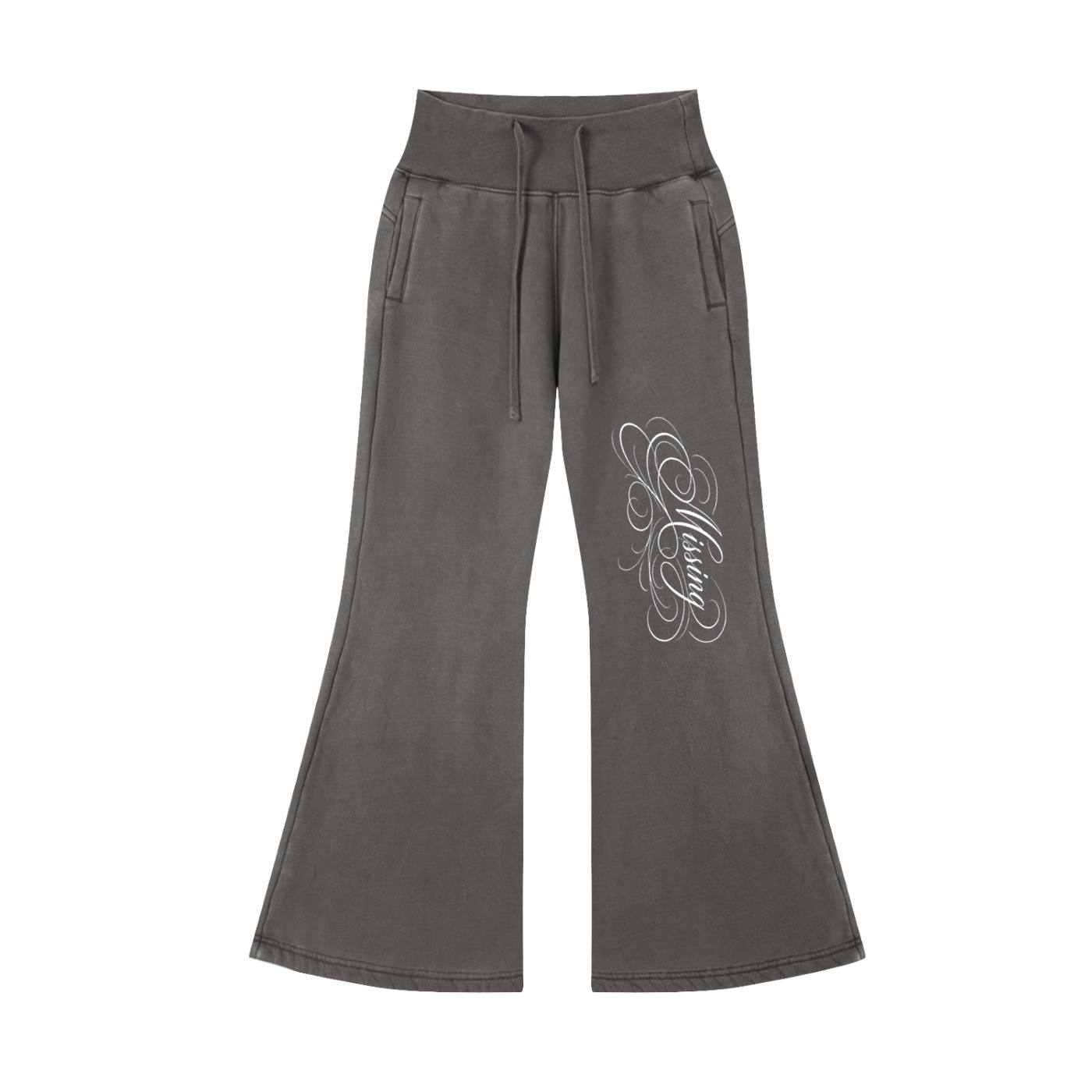 Vintage Washed "Elagent Msc"Flared Fleece Pants