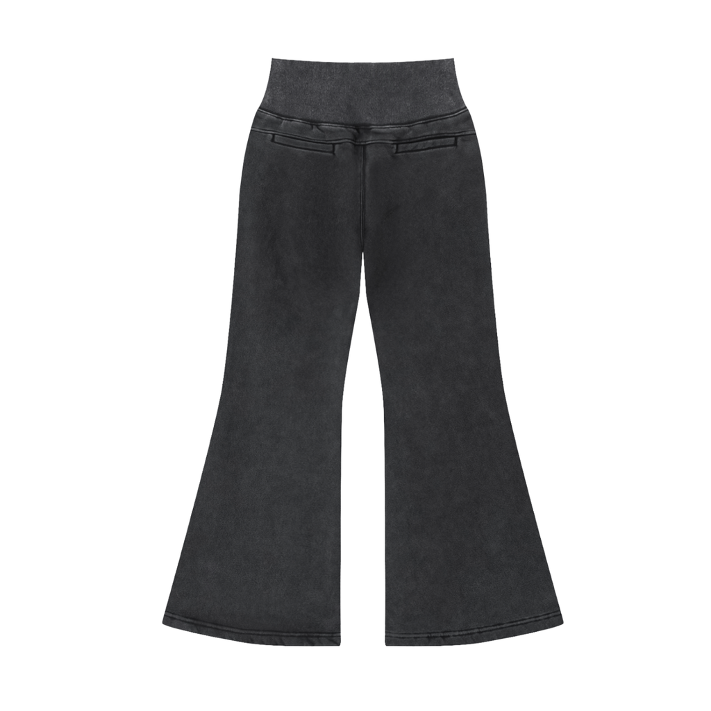 Vintage Washed "Elagent Msc"Flared Fleece Pants