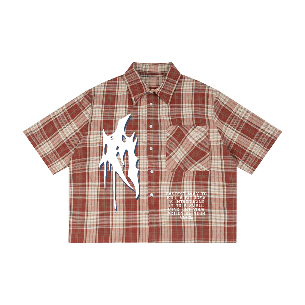 Unisex Plaid Boxy Short Sleeve Shirt