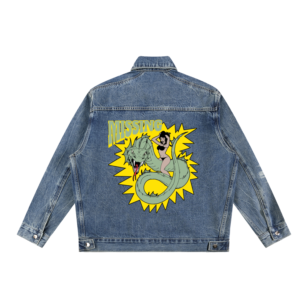 Vintage Wash Zip Up Denim Jacket