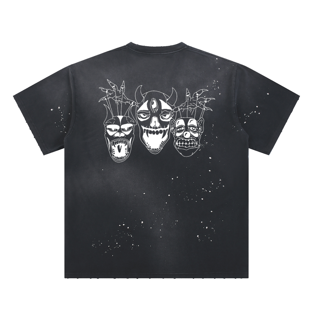 Hand-Frayed Sunfade Paint Splatter T-Shirt