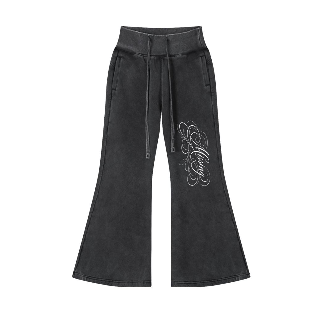 Vintage Washed "Elagent Msc"Flared Fleece Pants