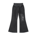 Vintage Washed "Elagent Msc"Flared Fleece Pants