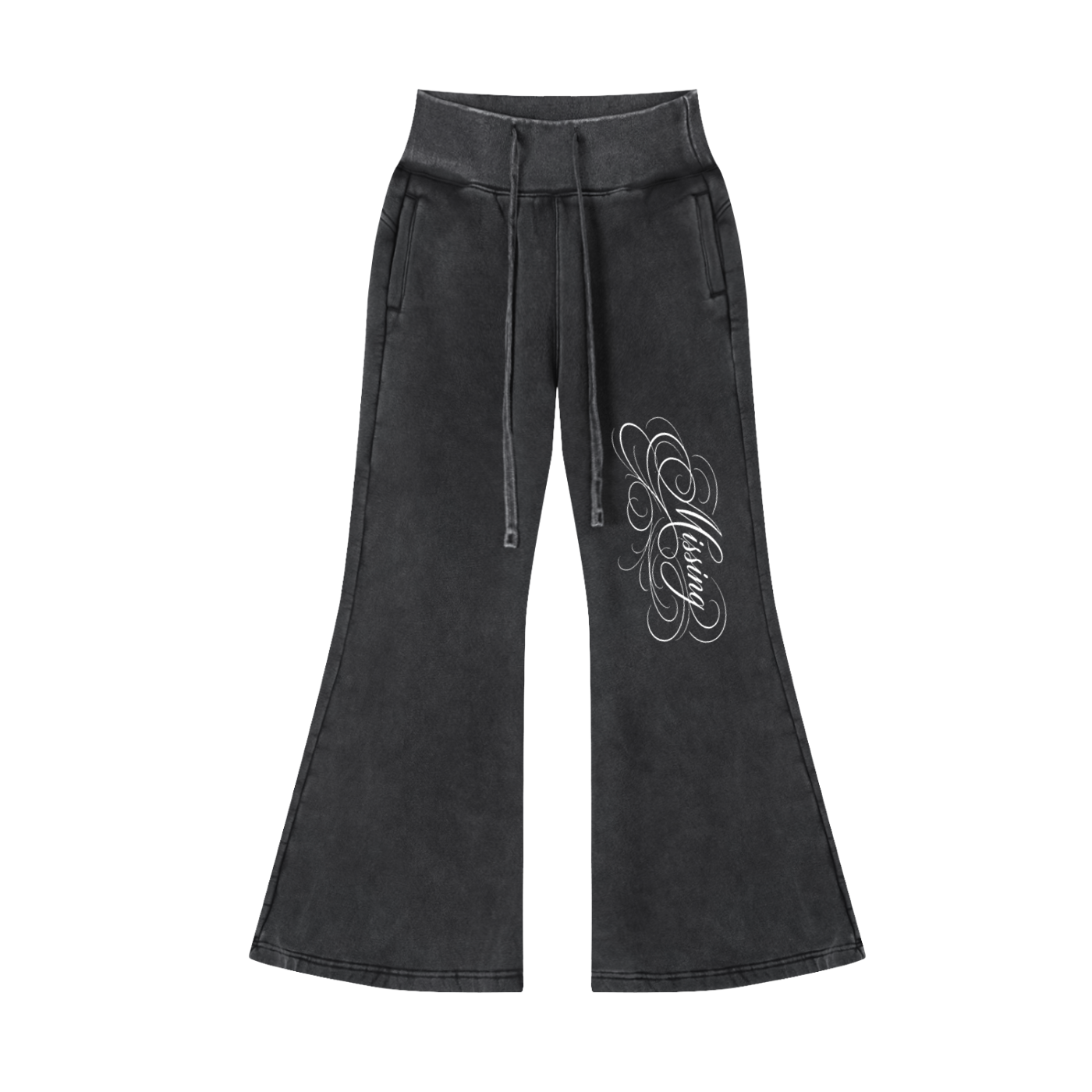 Vintage Washed "Elagent Msc"Flared Fleece Pants