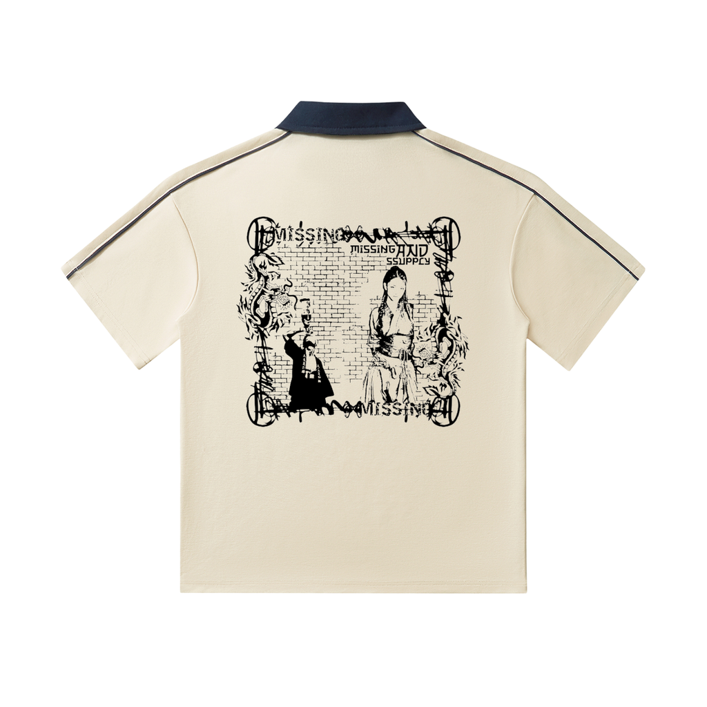 Contrast Collar Short-Sleeve Polo Shirt