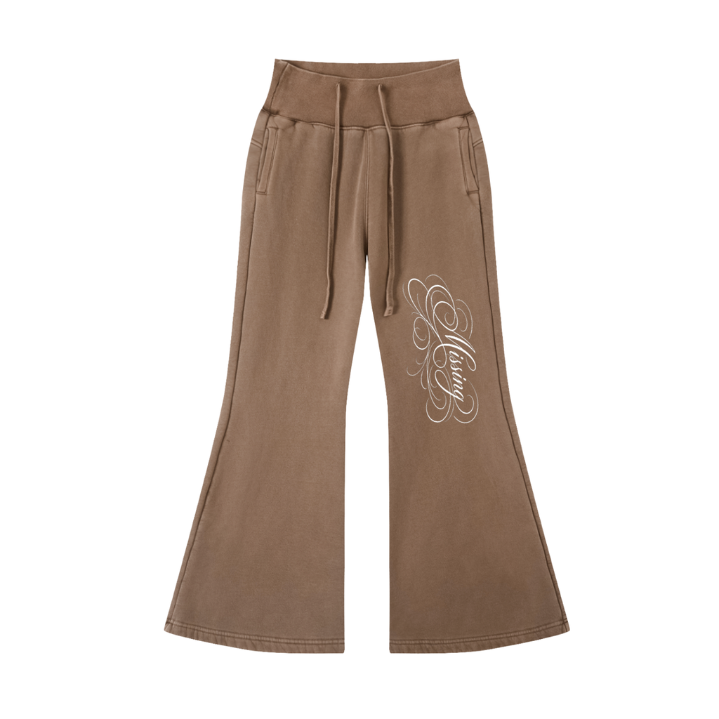 Vintage Washed "Elagent Msc"Flared Fleece Pants